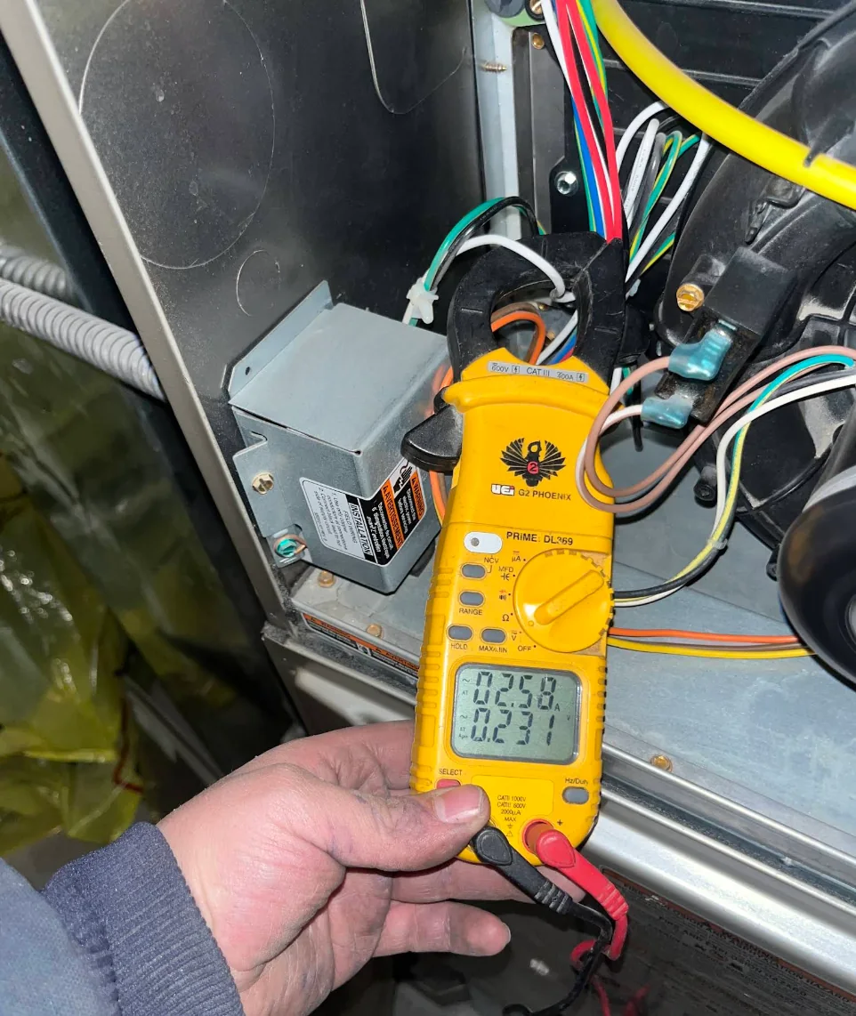 Electrical diagnostic testing inside HVAC equipment